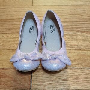 Girls Pink Glitter Flats